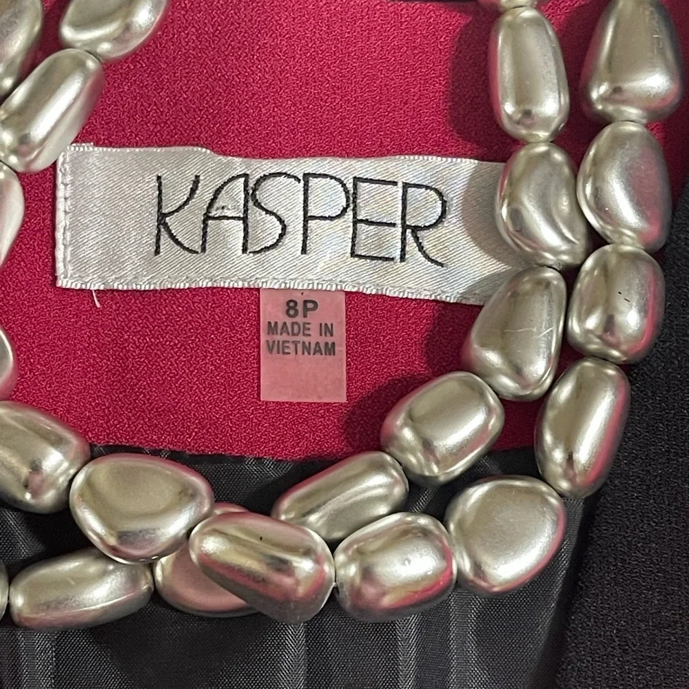 KASPER CLASSIC RED & BLACK BLAZER SZ 8P EUC